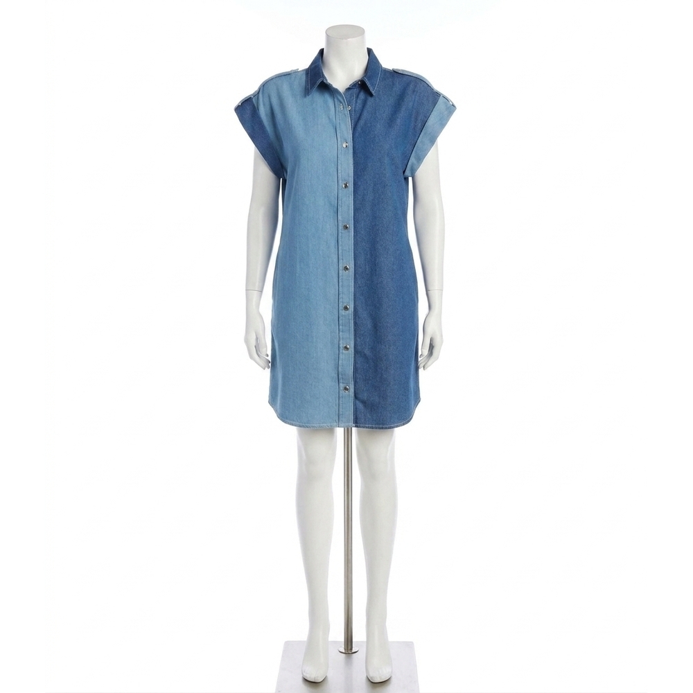NEW KAREN KANE cap sleeve shirtdress in denim